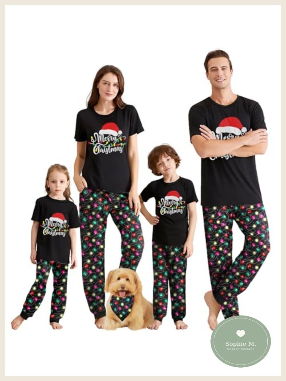 IFFEI Family Christmas Pajamas Matching Set Short Sleeve Tops & Pants